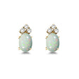 Oval Lab Opal & Diamond Stud Earrings 14k Yellow Gold (1.24ct)