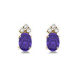 Oval Lab Tanzanite & Diamond Stud Earrings 14k Yellow Gold (1.24ct)