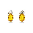 Oval Lab Yellow Sapphire & Diamond Stud Earrings 14k Yellow Gold (1.24ct)