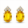 Oval Yellow Sapphire & Diamond Stud Earrings 14k Yellow Gold (1.24ct)