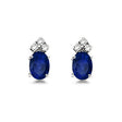 Oval Blue Sapphire and Diamond Stud Earrings 14k White Gold (1.24ct)