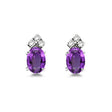Oval Amethyst & Diamond Stud Earrings 14k White Gold (1.24ct)