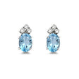 Oval Lab Aquamarine & Diamond Stud Earrings 14k White Gold (1.24ct)