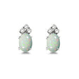 Oval Lab Opal & Diamond Stud Earrings 14k White Gold (1.24ct)