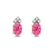 Oval Pink Tourmaline & Diamond Stud Earrings 14k White Gold (1.24ct)