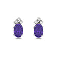 Oval Lab Tanzanite & Diamond Stud Earrings 14k White Gold (1.24ct)