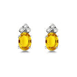 Oval Lab Yellow Sapphire &  Diamond Stud Earrings 14k White Gold (1.24ct)