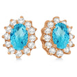 Oval Blue Topaz & Diamond Accented Earrings 14k Rose Gold (2.05ct)