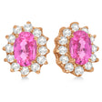 Oval Lab Pink Sapphire & Diamond Earrings 14k Rose Gold (2.05ct)