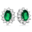 Oval Lab Emerald & Diamond Earrings 14k White Gold (2.05ct)