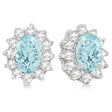 Oval Aquamarine & Diamond Accented Earrings 14k White Gold (2.05ct)