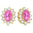Oval Pink Sapphire & Diamond Accented Earrings 14k Yellow Gold (2.05ct)