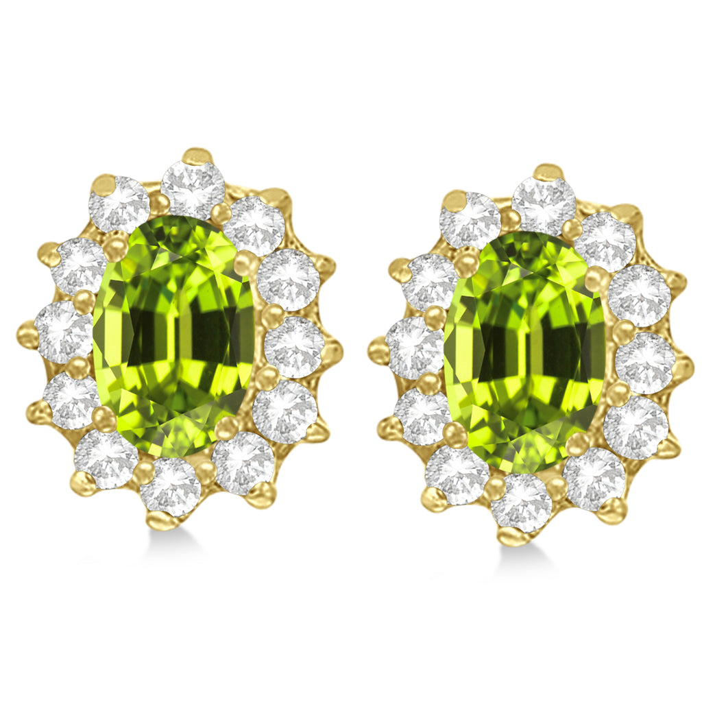 Oval Peridot & Diamond Accented Earrings 14k Yellow Gold (2.05ct)