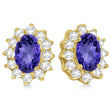 Oval Lab Tanzanite & Diamond Earrings 14k Yellow Gold (2.05ct)