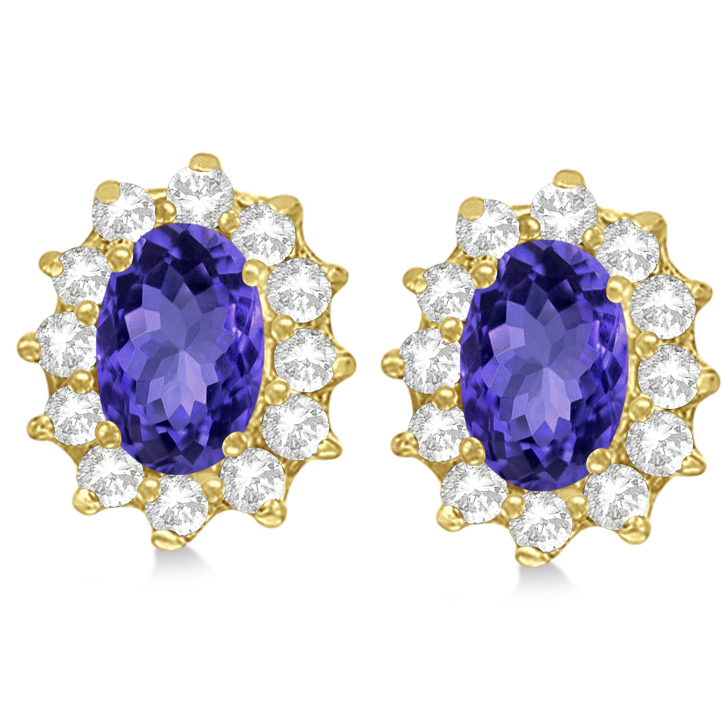 Oval Tanzanite & Diamond Accented Earrings 14k Yellow Gold (2.05ct)