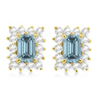 Emerald-Cut Aquamarine & Diamond Stud Earrings 14k Yellow Gold (1.80ctw)