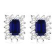 Emerald-Cut Sapphire & Diamond Stud Earrings 14k White Gold (1.80ctw)