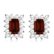 Emerald-Cut Garnet & Diamond Stud Earrings 14k White Gold (1.80ctw)