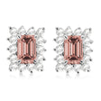 Emerald-Cut Morganite & Diamond Stud Earrings 14k White Gold (1.80ctw)
