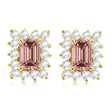 Emerald-Cut Morganite & Diamond Stud Earrings 14k Yellow Gold (1.80ctw)