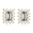 Emerald-Cut Moissanite & Diamond Stud Earrings 14k Yellow Gold (1.80ctw)