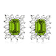 Emerald-Cut Peridot & Diamond Stud Earrings 14k White Gold (1.80ctw)