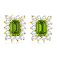 Emerald-Cut Peridot & Diamond Stud Earrings 14k Yellow Gold (1.80ctw)