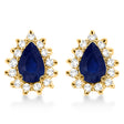 Blue Sapphire & Diamond Teardrop Earrings 14k Yellow Gold (1.10ctw)