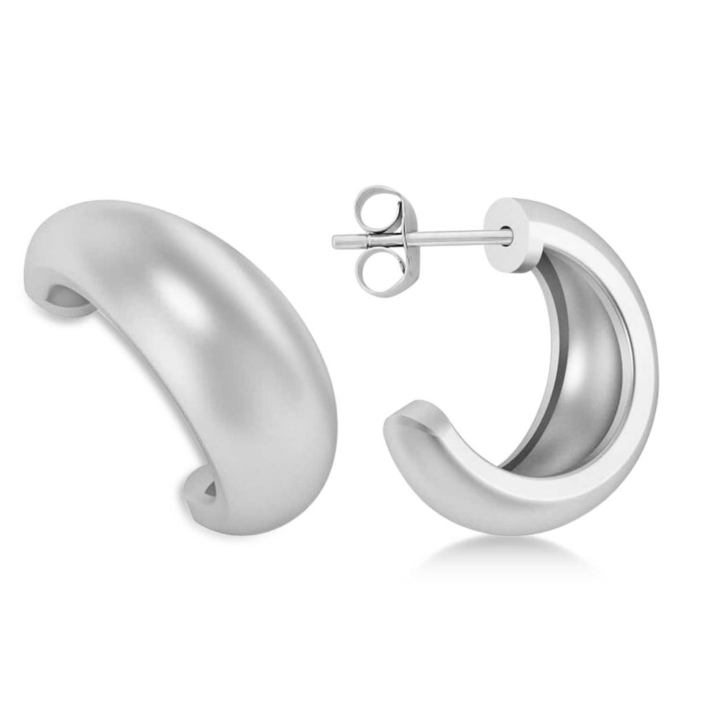 J Hoops Tusk Earrings 14K White Gold