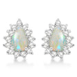 Opal & Diamond Teardrop Earrings 14k White Gold (1.10ctw)