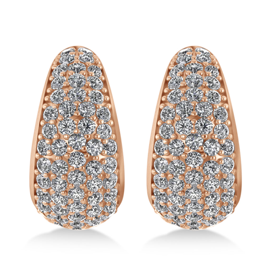 Diamond J Hoops Tusk Earrings 14K Rose Gold (1.10ct)