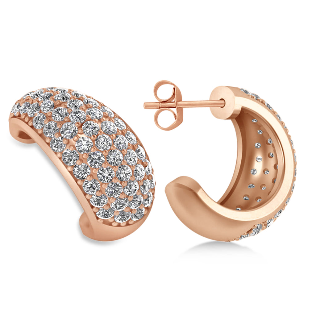 Diamond J Hoops Tusk Earrings 14K Rose Gold (1.10ct)