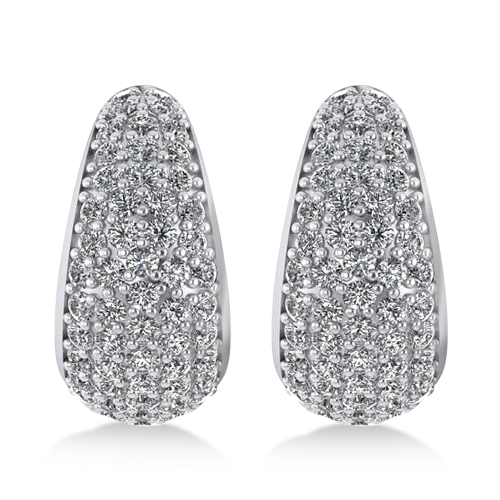 Diamond J Hoops Tusk Earrings 14K White Gold (1.10ct)