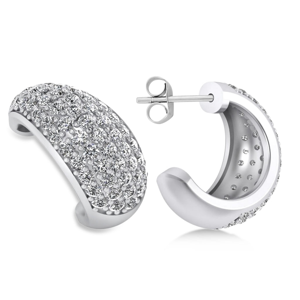 Diamond J Hoops Tusk Earrings 14K White Gold (1.10ct)