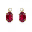 Oval Lab Ruby Stud Earrings with Lab Diamonds 14k Yellow Gold (0.43ct)