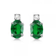 Oval Lab Emerald Stud Earrings with Lab Grown Diamonds 14k White Gold (0.43ct)