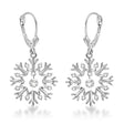 Snowflake Shaped Dangle Drop Diamond Earrings 14K White Gold (0.30ct)