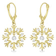 Snowflake Shaped Dangle Drop Diamond Earrings 14K Yellow Gold (0.30ct)
