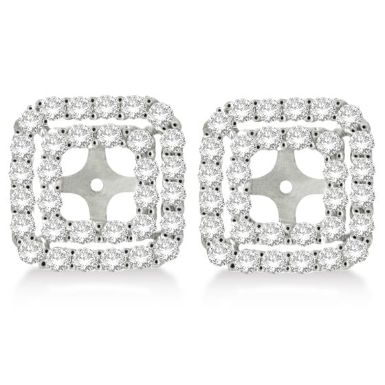 Pave-Set Square Diamond Earring Jackets in 14k White Gold (1.05ct)