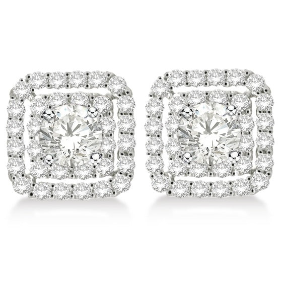 Pave-Set Square Diamond Earring Jackets in 14k White Gold (1.05ct)