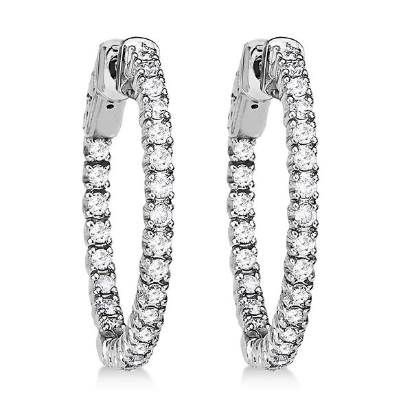 Prong-Set Lab Grown Diamond Hoop Earrings in 14k White Gold (1.00ct)