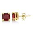 Asscher Cut Garnet Basket Stud Earrings 14k Yellow Gold (2.70ct)