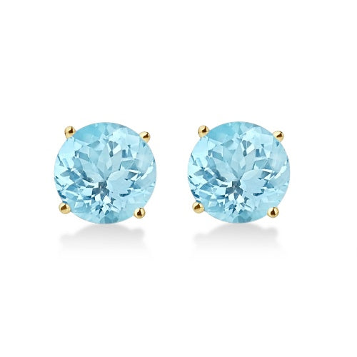 Antique Art Deco Aquamarine Stud Earrings 14k Yellow Gold (2.50ct)