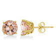 Antique Art Deco Morganite Stud Earrings 14k Yellow Gold (2.50ct)