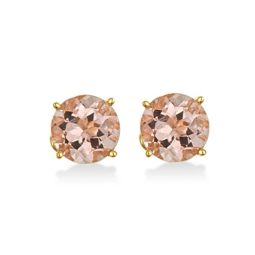 Antique Art Deco Morganite Stud Earrings 14k Yellow Gold (2.50ct)