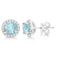 Aquamarine & Diamond Halo Stud Earrings in Sterling Silver 2.27ct