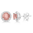 Morganite & Diamond Halo Stud Earrings in Sterling Silver 2.27ct