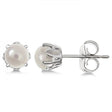 White Pearl Stud Earrings Sterling Silver Prong Set (5mm)