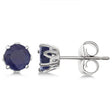 Blue Sapphire Stud Earrings Sterling Silver Prong Set (1.40ct)