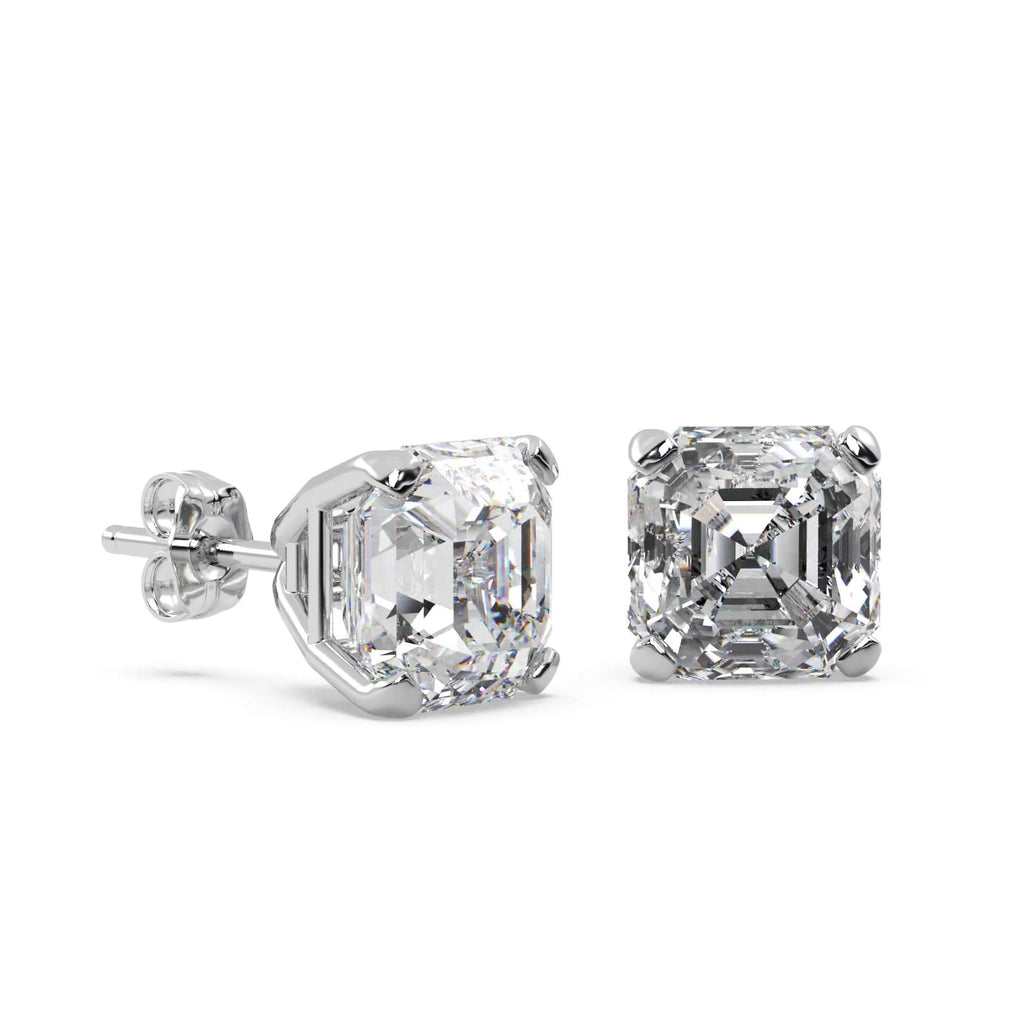 2.00ct. Asscher-Cut Diamond Stud Earrings 18kt White Gold (H, SI1-SI2)